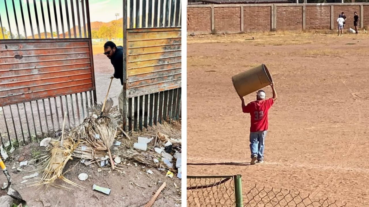 Ciudadanos hacen limpieza para rescatar el estadio ‘Abelardo L. Rodríguez’ de Guaymas