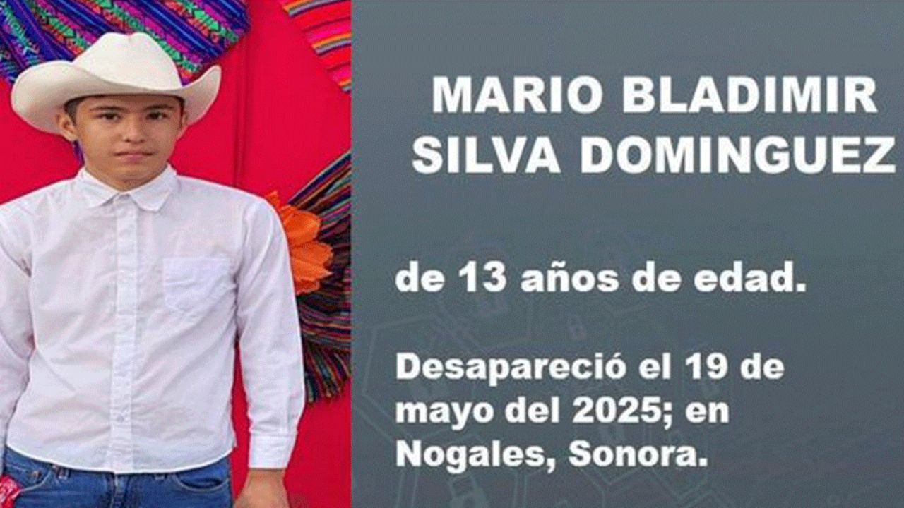 Nogales: Activan Alerta Amber para localizar a Mario Bladimir Silva Domínguez de 13 años