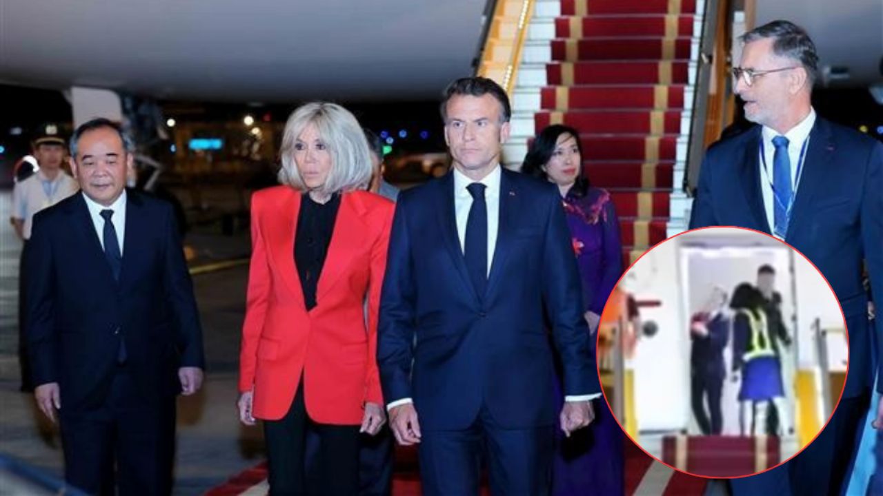 Al llegar a Vietnam, la esposa del presidente Emmanuel Macron lo cachetea frente a cámaras