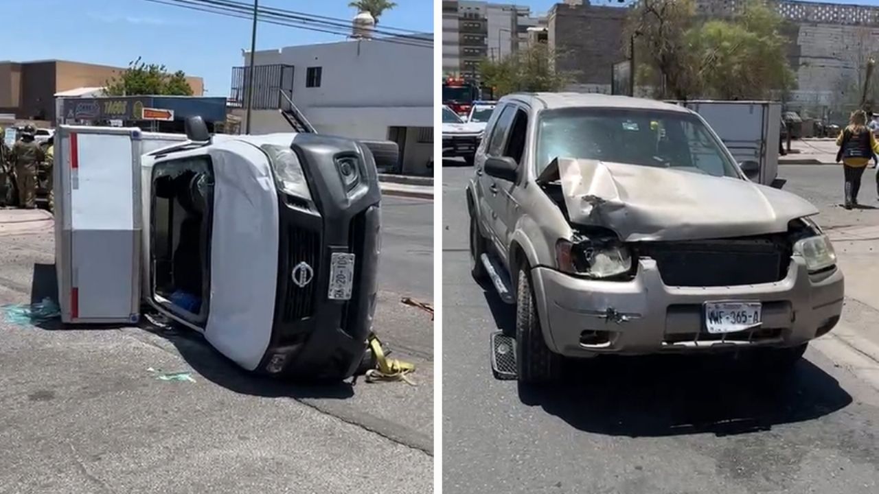 Choque y volcadura en el corazón de Hermosillo deja un lesionado y daños considerables