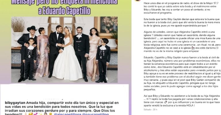 Eduardo Capetillo Gaytán aclara el divorcio de sus padres, Eduardo Capetillo y Biby Gaytán