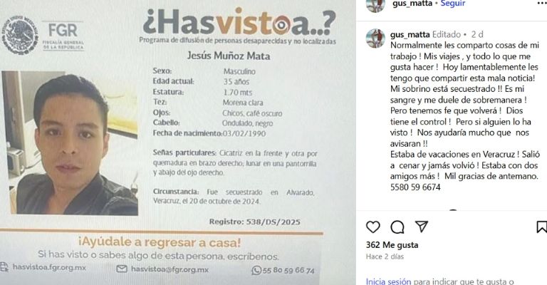 Gustavo Matta, colaborador de Hoy, denuncia secuestro y hace súplica a seuestradores