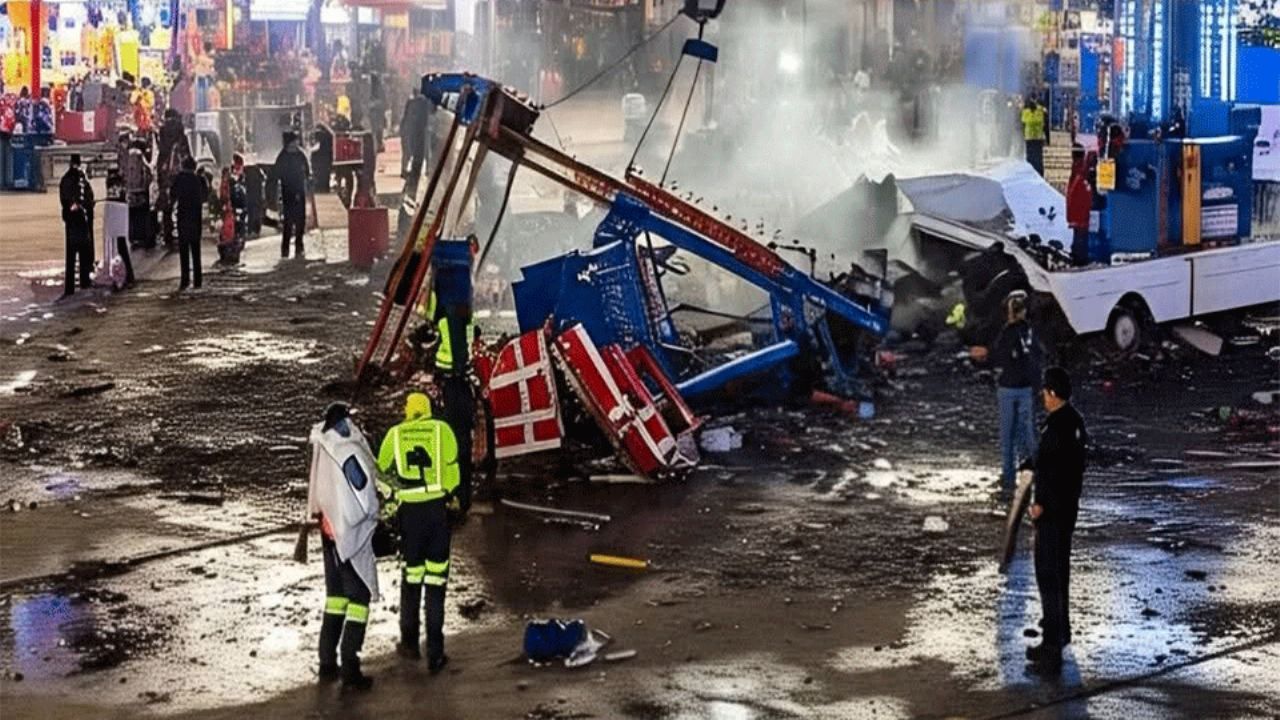 Ocho lesionados tras caída de juego mecánico “El Martillo” en feria de Nuevo León