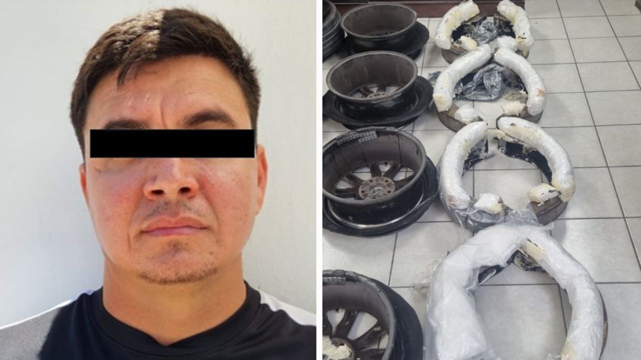 Lo sorprenden con 23 kilos de crystal al norte de Sonora; los ocultaba en rines de llantas