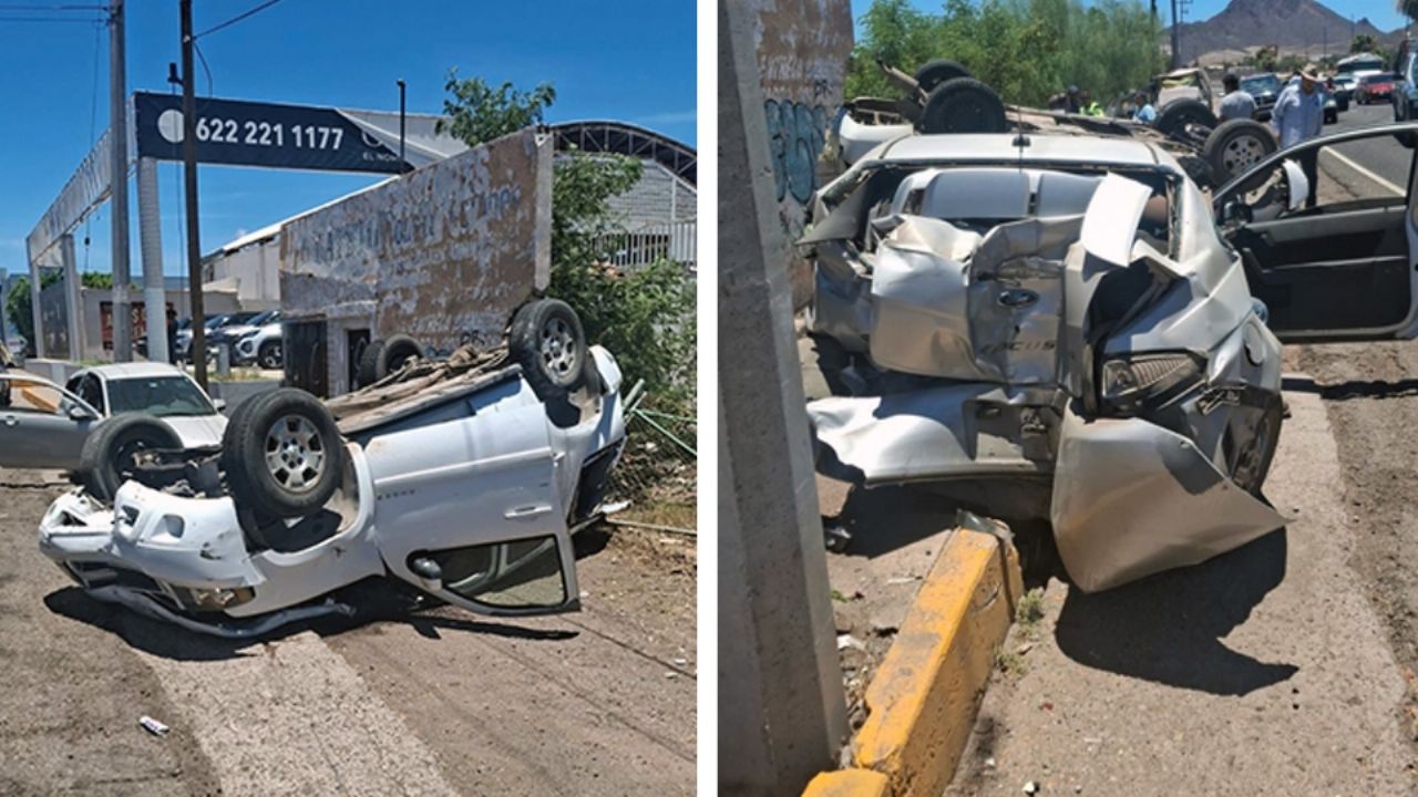 Son madre e hijo los accidentados en Guaymas; quedaron atrapados tras volcar su auto