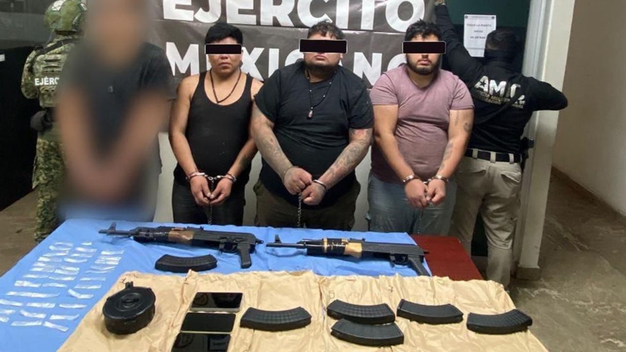 Caen 4 narcomenudistas tras casi escapar en la Miravalle de Ciudad Obregón; aseguran armas