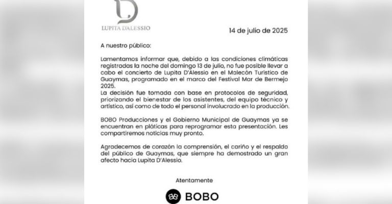 Lupita D'Alessio cancela concierto en Sonora y aparece en silla de ruedas