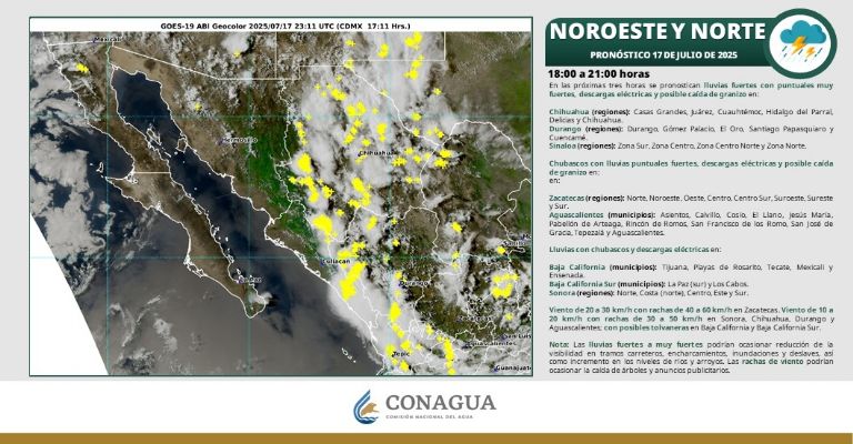 Clima en Sonora para esta noche de jueves 17 de julio 