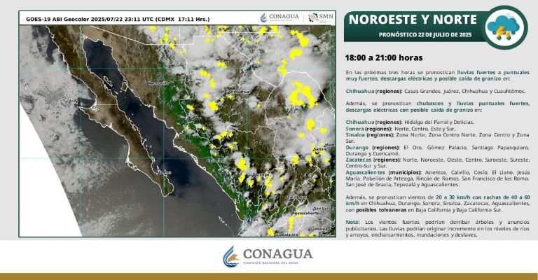 Pronóstico de Sonora para hoy en la noche