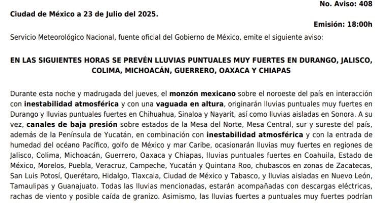 El reporte del clima