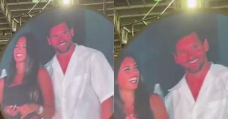 Messi y Antonela en la Kiss Cam