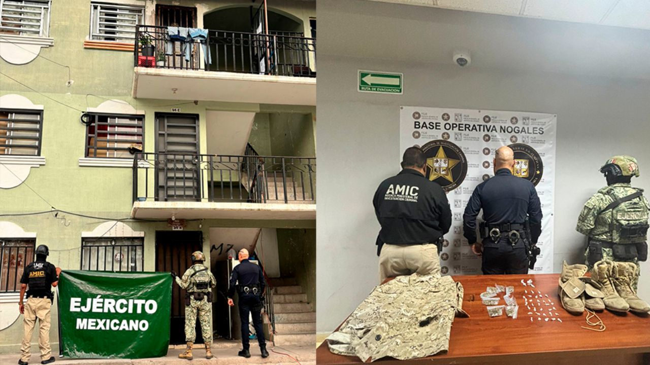 FGJES asegura droga y equipo táctico en Nogales; crimen usaba prendas para simular ser del Ejército