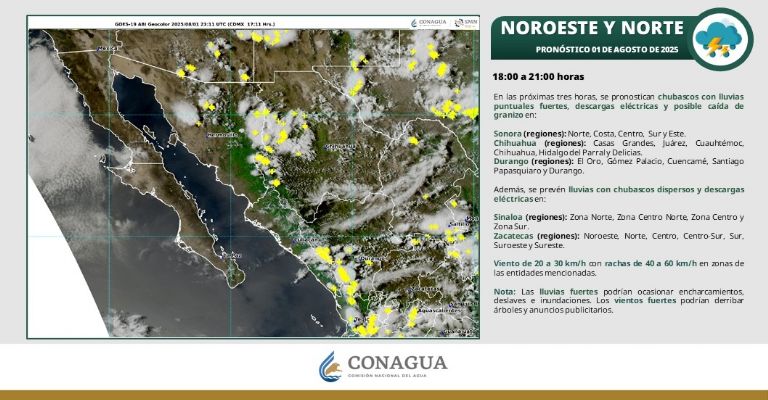 Estado del tiempo en Sonora durante las próximas tres horas