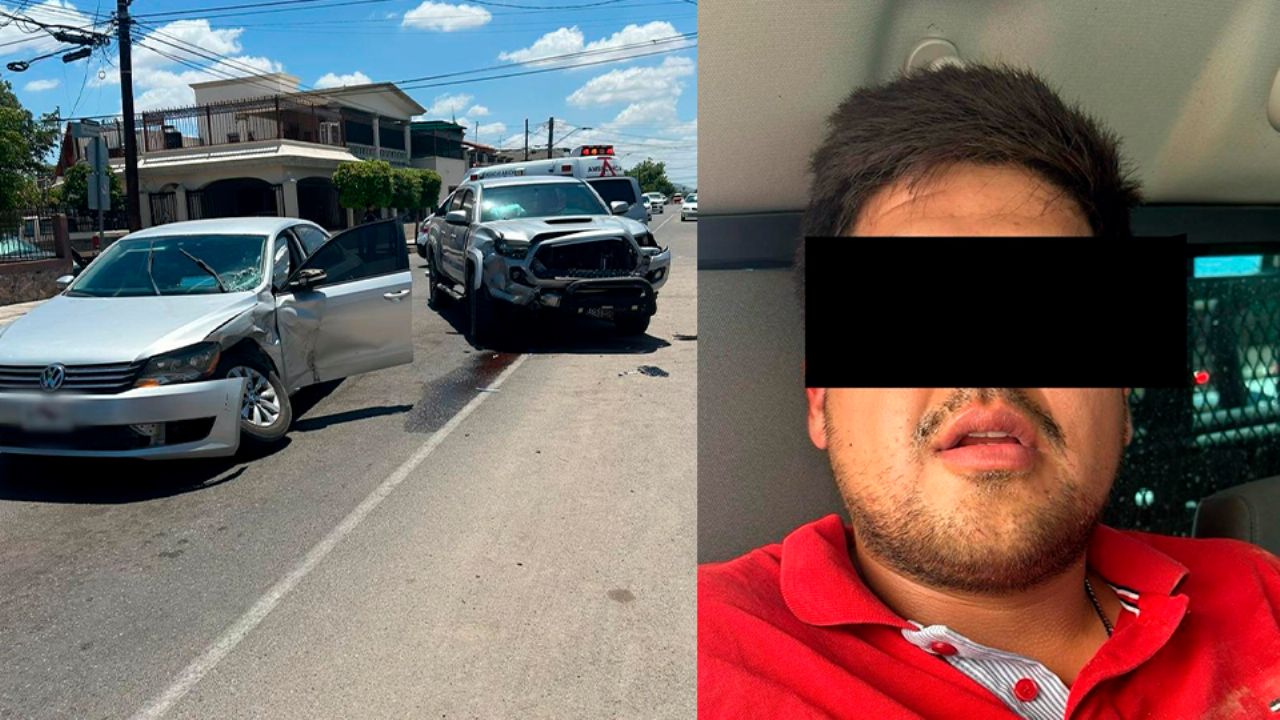 Intensa persecución termina en tremendo choque en Hermosillo; capturan a sujeto con arma y droga
