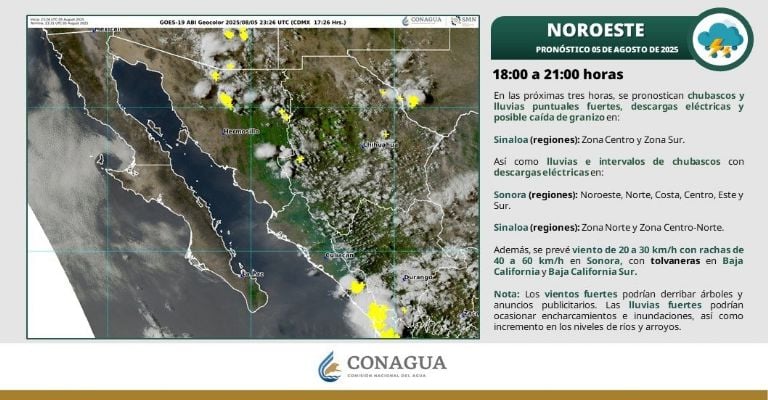 Estas son las lluvias que se esperan para esta noche en Sonora