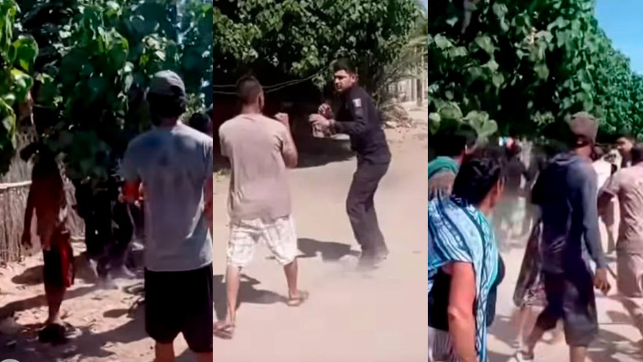 VIDEO: Familiares y vecinos de ‘tirador’ IMPIDEN su arresto en Bahía de Kino; huye y policía lo atrapa