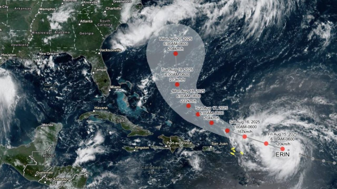 Erin ya es huracán: Así avanza la primera tormenta del Atlántico en 2025