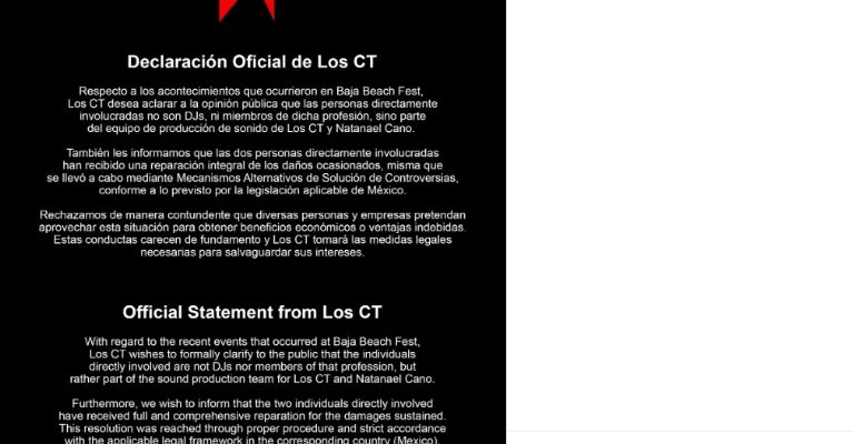 Comunicado de Los CT, sello discográfico propiedad de Natanael Cano