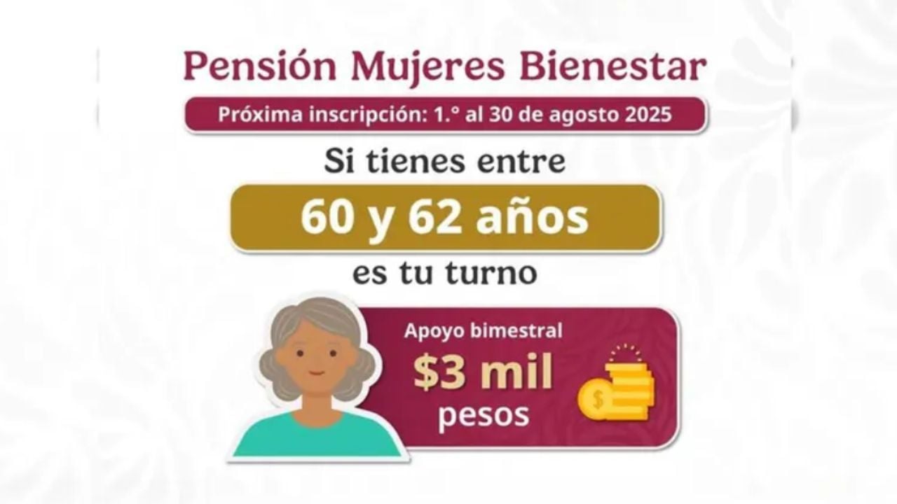 Pensión Mujeres Bienestar 60-64 años: Calendario de inscripción del 18 al 23 de agosto