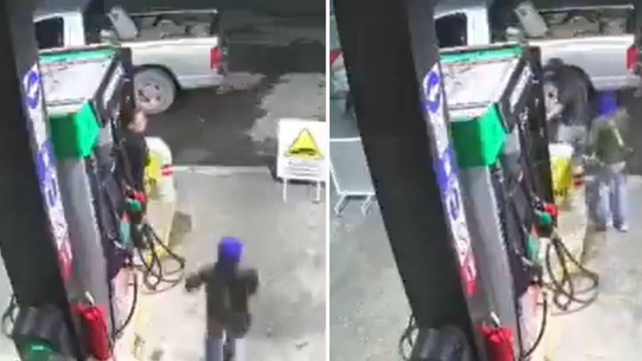 VIDEO: Encapuchados amenazan a empleada y asaltan una gasolinera en Nuevo León