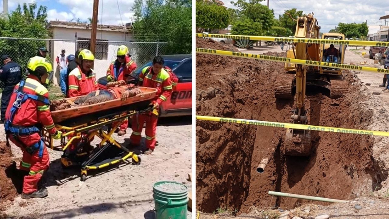 VIDEO: Rescatan con éxito a trabajador de Oomapas Navojoa tras quedar sepultado en zanja