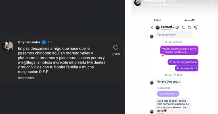 Larry Hernández dedicó un mensaje póstumo a Ernesto Barajas