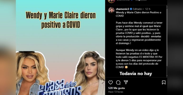 Wendy Guevara daría positivo a Covid junto a Marie Claire Harp y abandonan La Casa de los Famosos México
