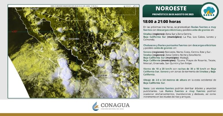 Estas son las lluvias para hoy en la noche en Sonora