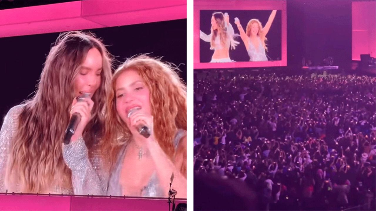 VIDEO: Belinda acompaña a Shakira en show de CDMX y se arrodilla para decirle “te amo”