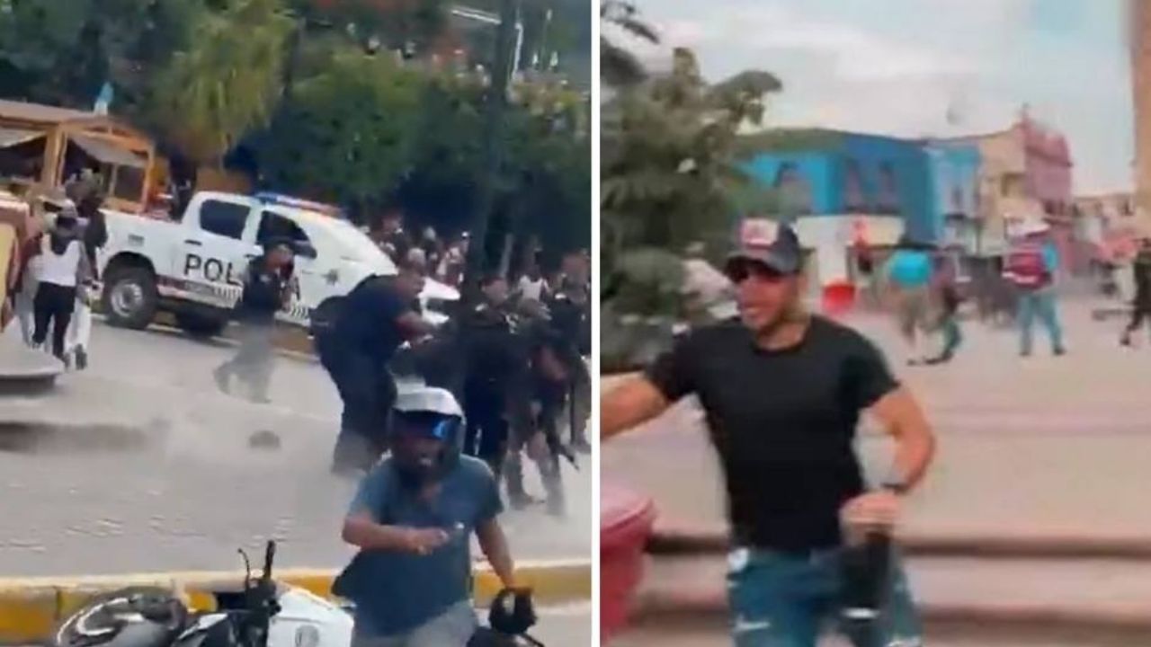 VIDEOS: Un turista alcoholizado desarma a policía y dispara en pleno centro de Tequila