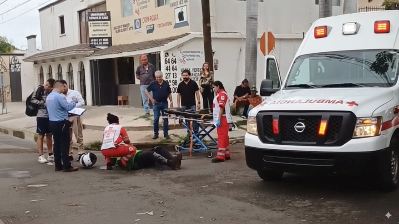 Mujer motociclista termina hospitalizada en Ciudad Obregón; auto le cortó circulación