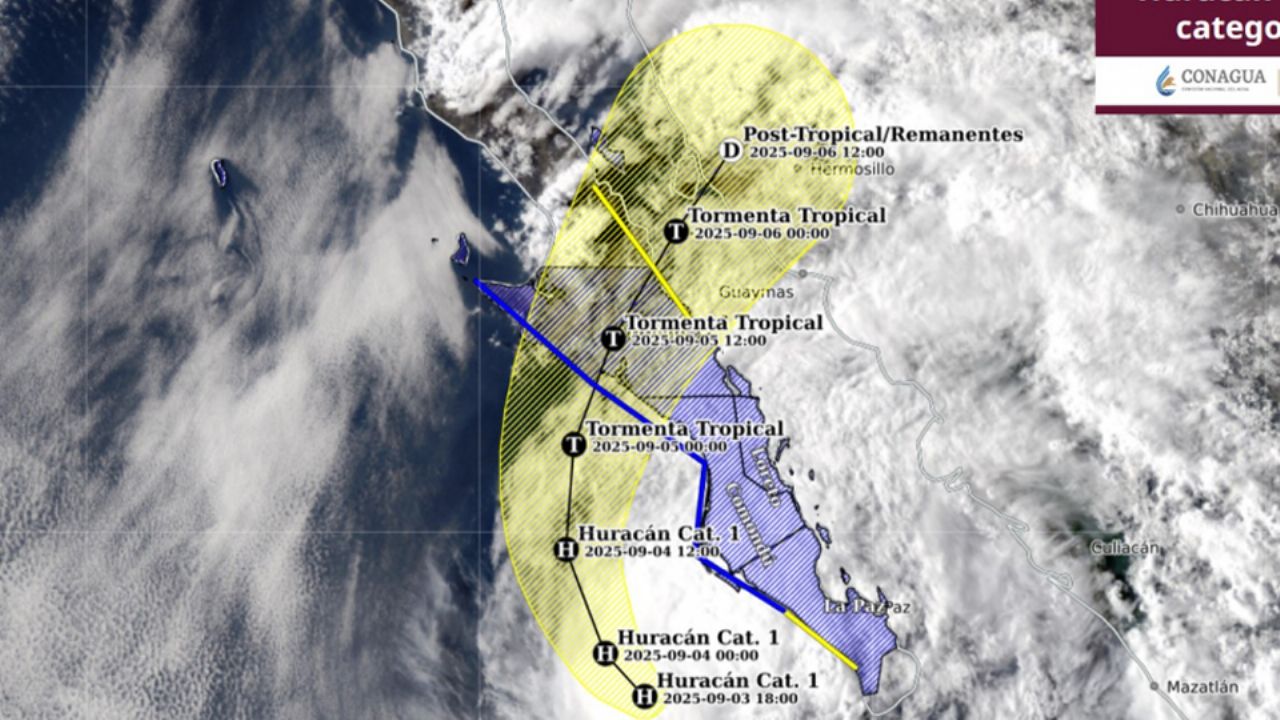 Clima en Sonora: HOY, 3 de SEPTIEMBRE, en la NOCHE se esperan INTENSAS LLUVIAS por huracán ‘Lorena’