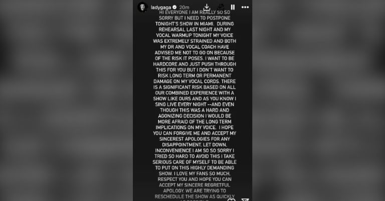 Lady Gaga cancela concierto en Miami por problemas con su voz