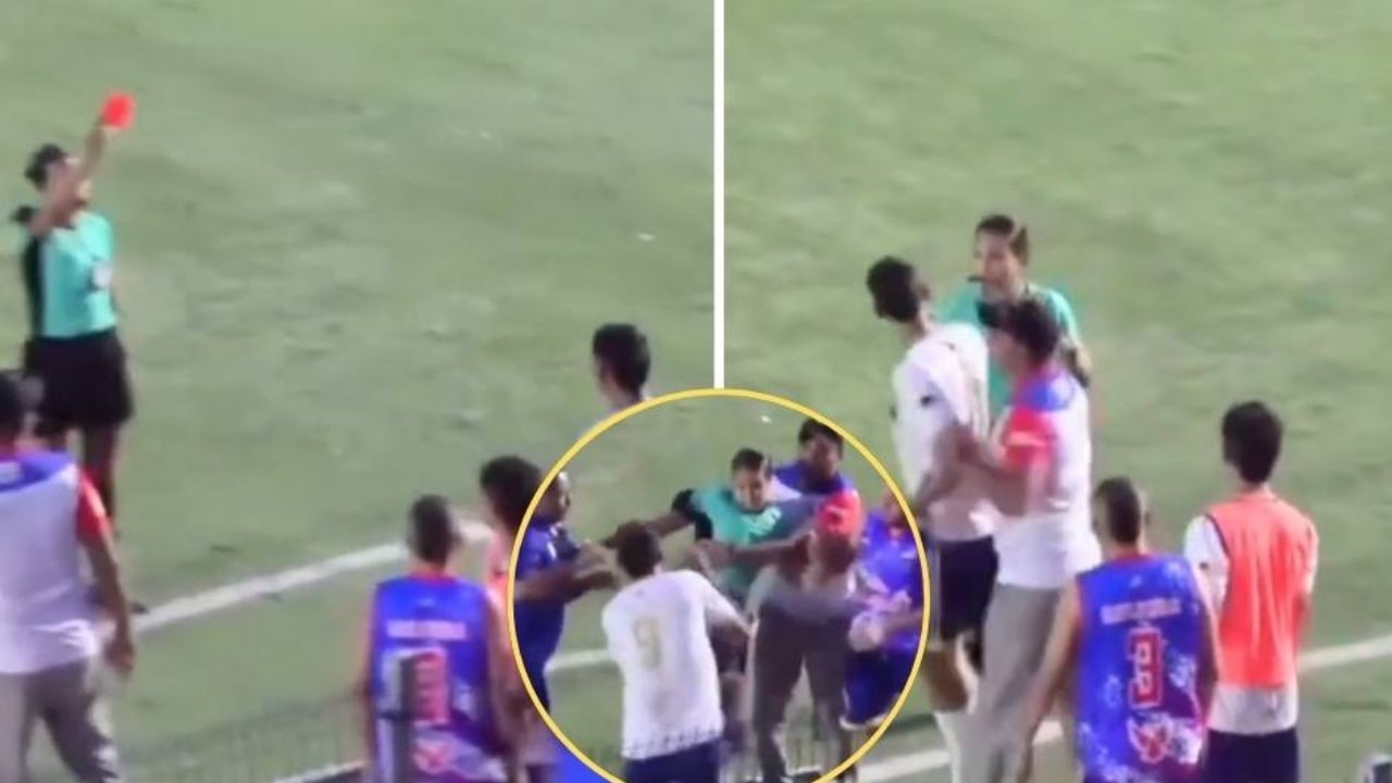 (VIDEO) Árbitra expulsa a un futbolista y este responde dándole una cachetada en Colombia