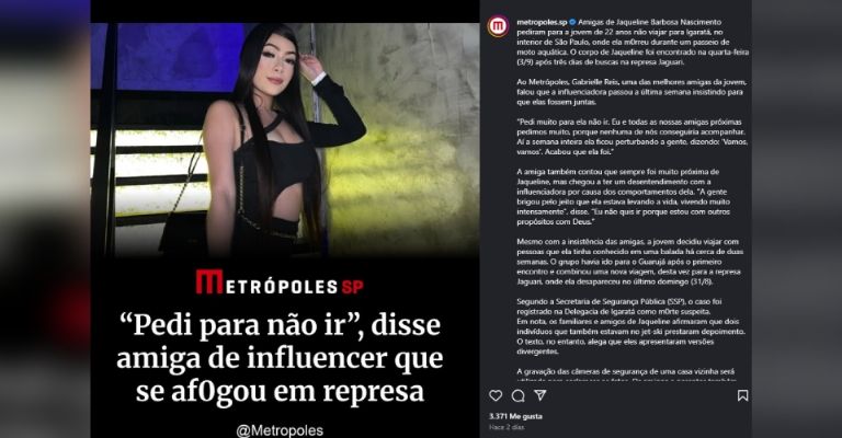 Jaqueline Barbosa Nascimento es encontrada sin vida tras 3 días desaparecida