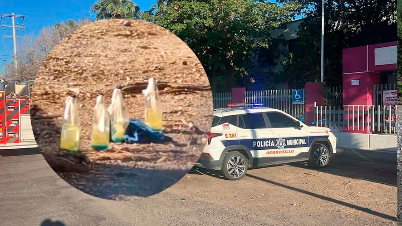 Terror en primaria de Hermosillo: Bombas molotov encontradas en patio iban dirigidas a un taller mecánico