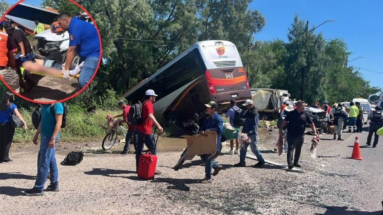 Camión de pasajeros se accidenta al sur de Culiacán; el chofer murió y reportan lesionados