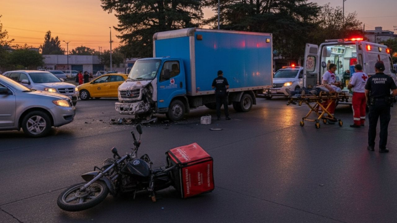 Accidente vehicular al poniente de Ciudad Obregón deja un motociclista hospitalizado