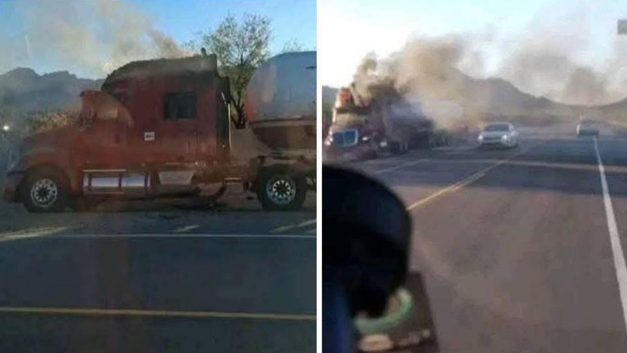 Alerta en Sonora: Reportan incendio de una pipa de gas en la carretera Caborca-Sonoyta