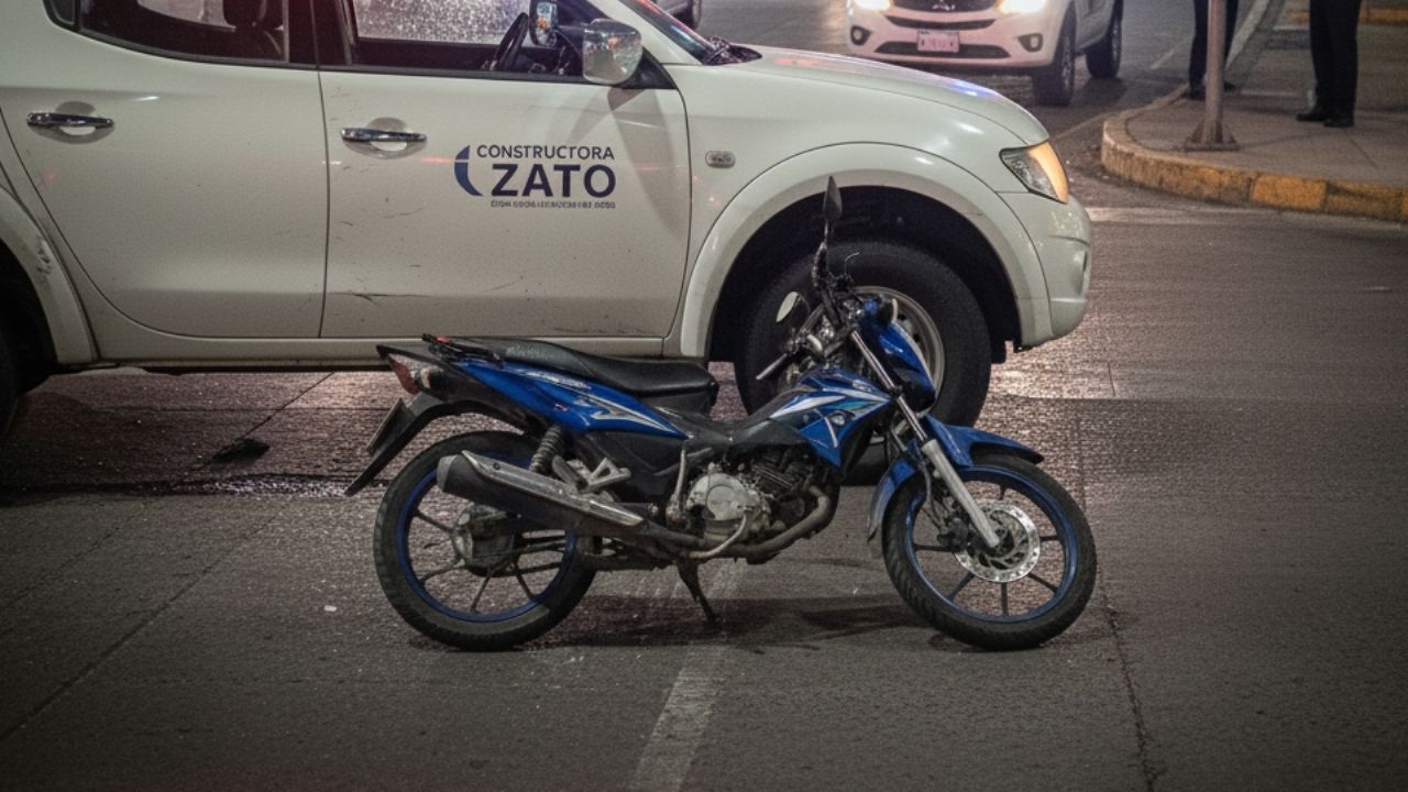 Choque entre motocicleta y pick up deja un hombre lesionado al sur de Ciudad Obregón