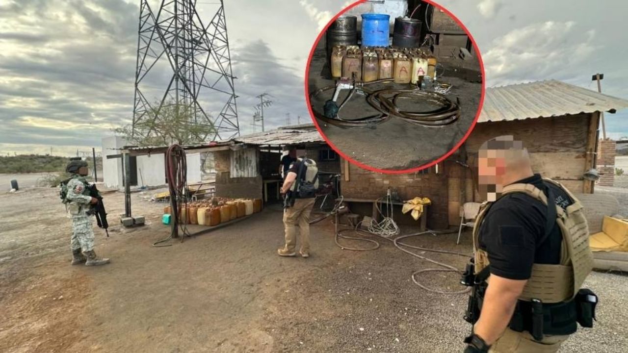 Golpe al huachicol: Decomisan equipo y combustible en una carretera al norte de Sonora