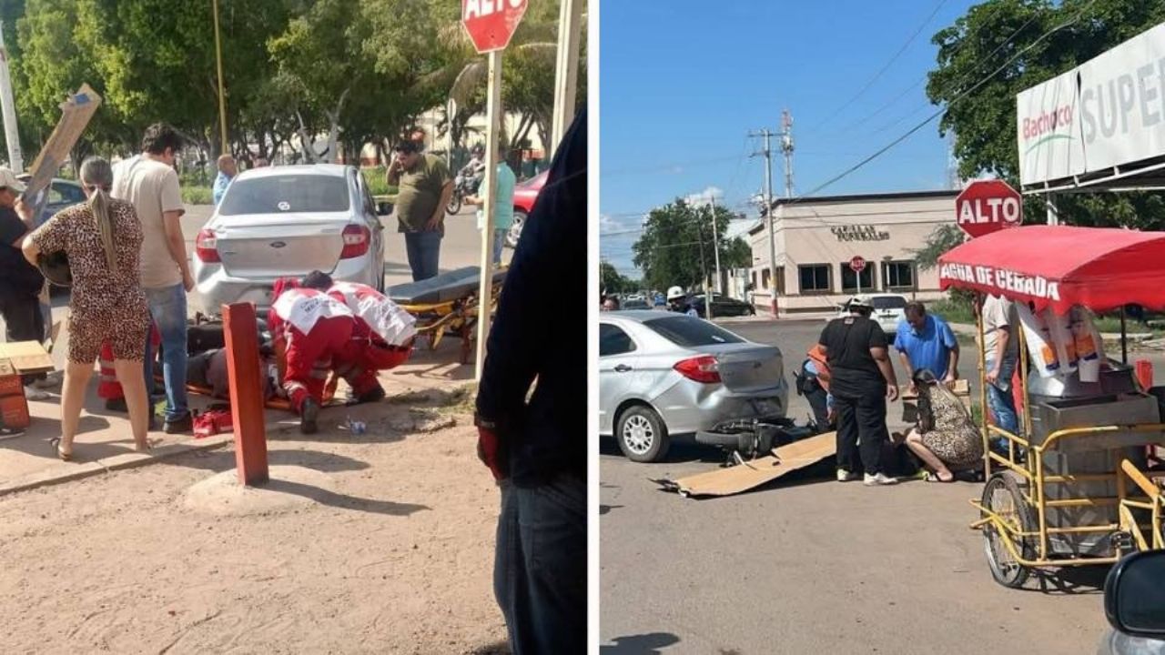 Repartidor de aplicación resulta lesionado durante un choque al sur de Ciudad Obregón