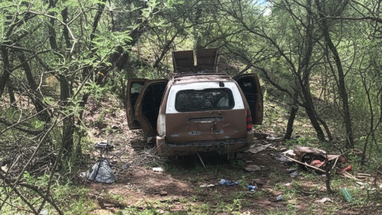 Lo dejaron abandonado: Encuentran vehículo del crimen organizado en predio de Nogales