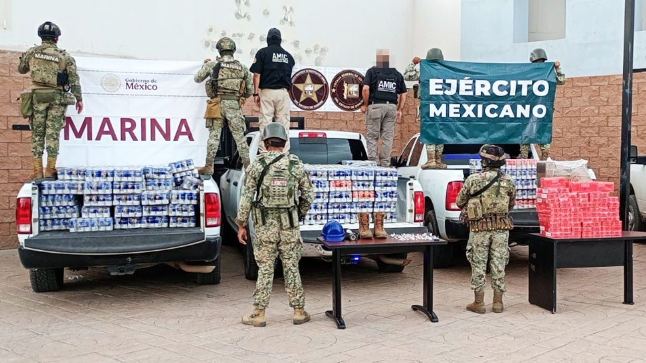 Catean casa del narco al norte de Sonora; hallan droga, cerveza, cigarros y equipo táctico