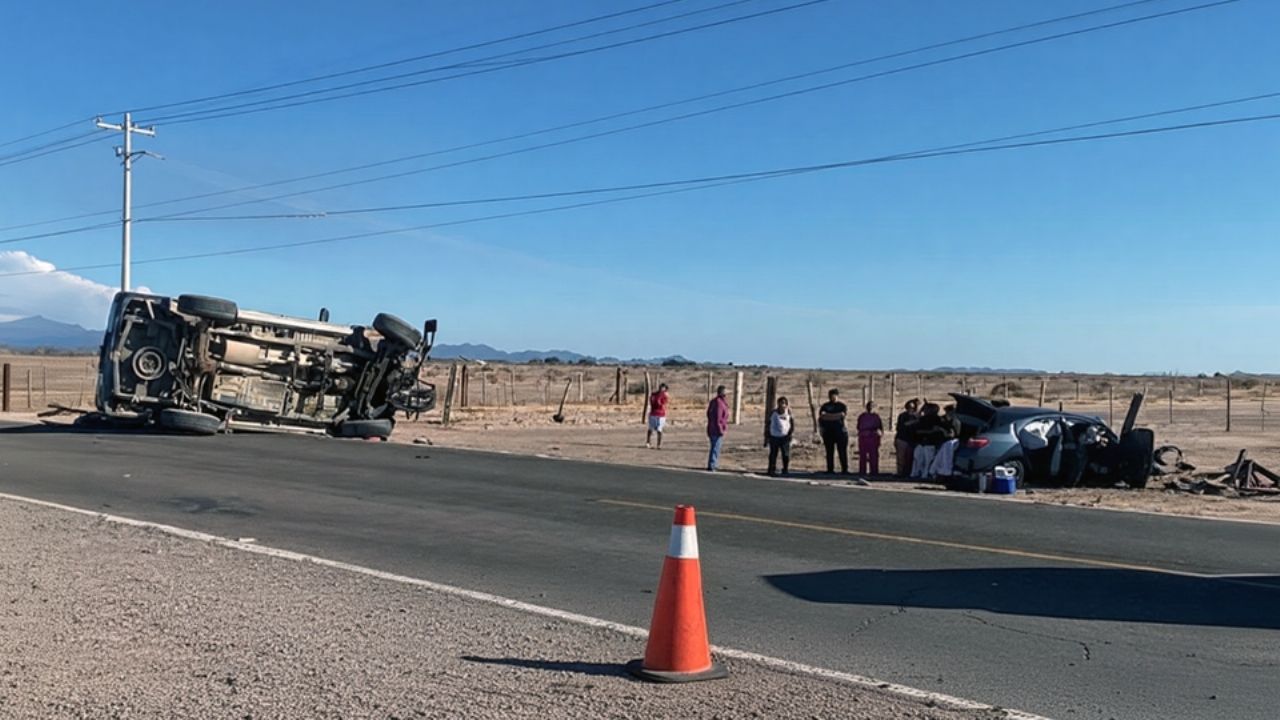 Trágico accidente: Choque al norte de Sonora deja una mujer fallecida y cuatro heridos