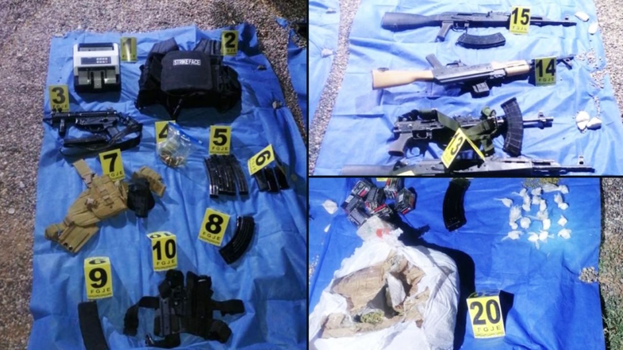 Catean guarida de grupo criminal al norte de Sonora; aseguran armas, droga y vehículos