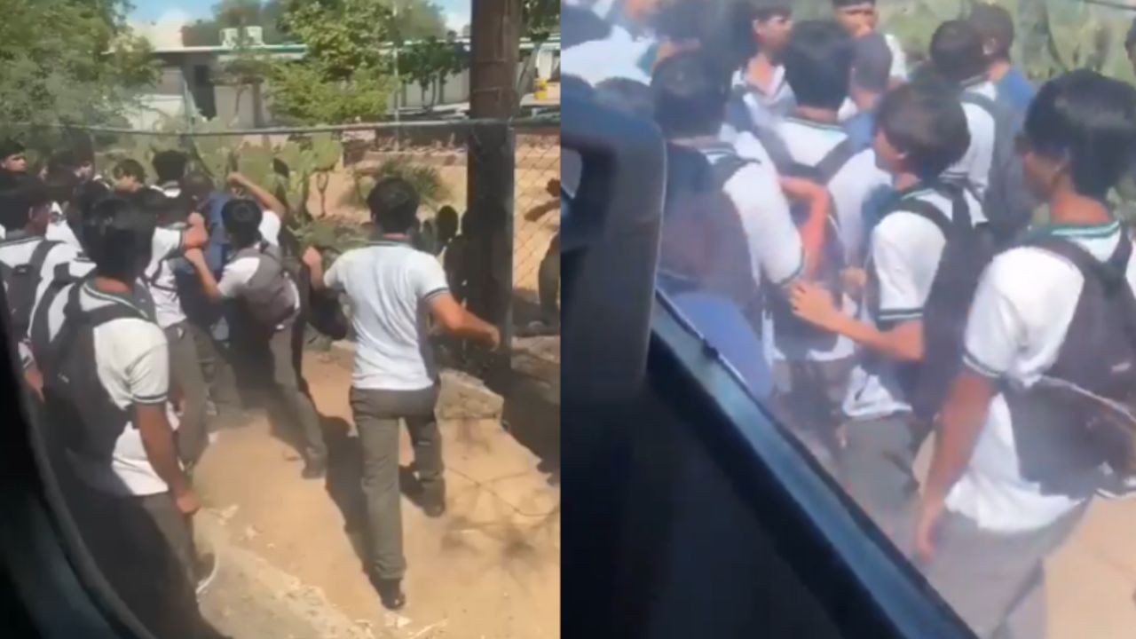 VIDEO: Estudiantes del Conalep en Hermosillo se enfrentan a GOLPES con un hombre