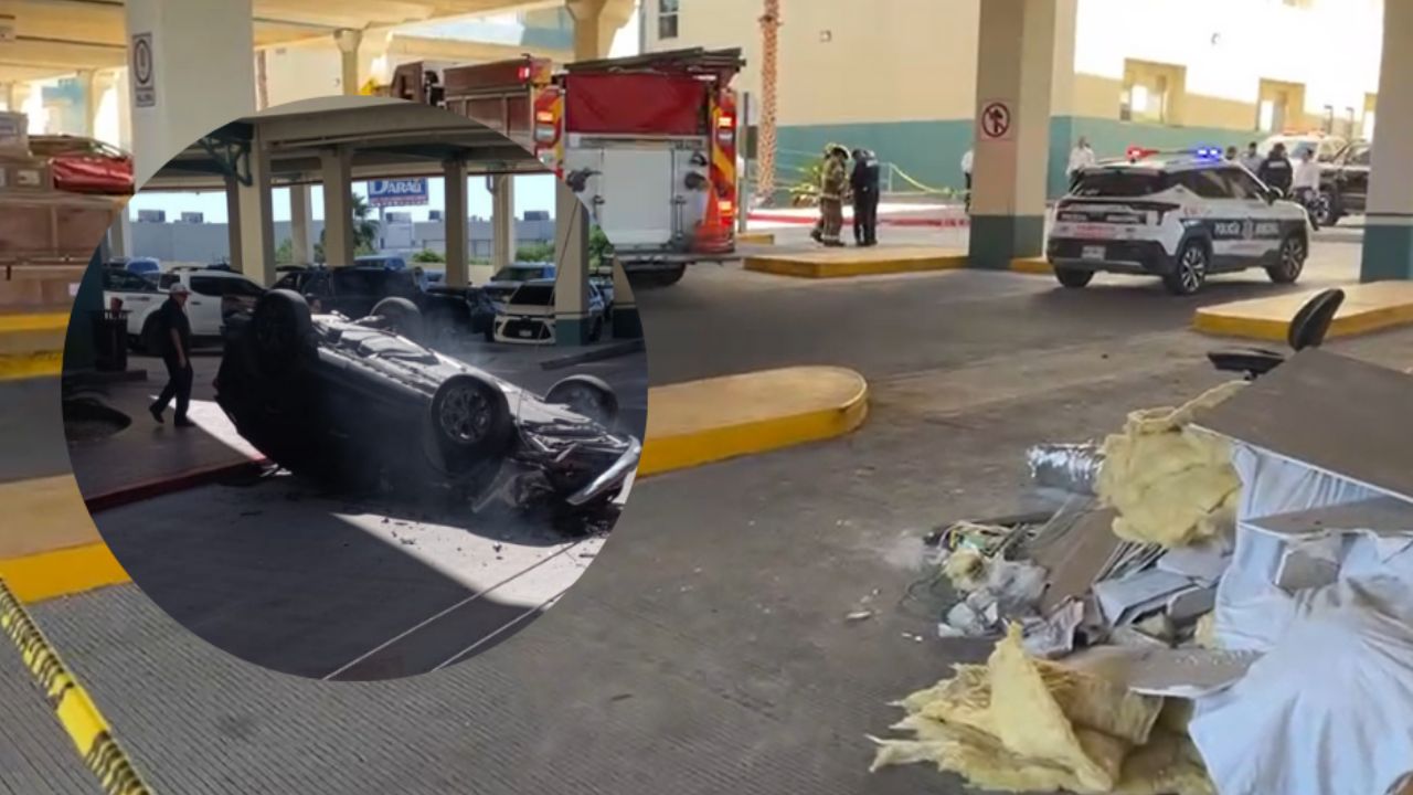 IMPRESIONANTE: Cae automóvil desde segundo piso de estacionamiento en hospital de Hermosillo