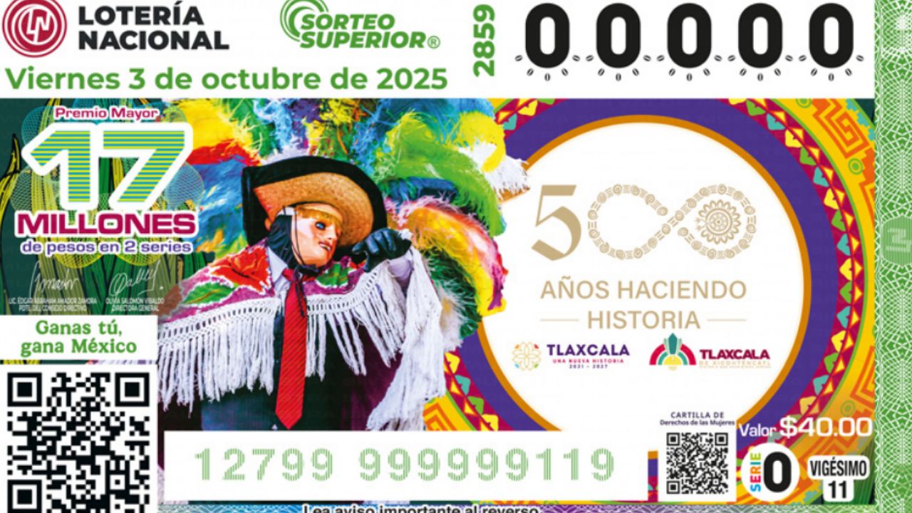 Lista COMPLETA de GANADORES del Sorteo Superior No. 2859 de la Lotería Nacional de este viernes 3 de OCTUBRE