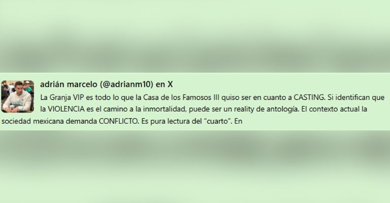 Adrián Marcelo se burla de 'La Casa de los Famosos México 3' y dice 'La Granja VIP' entiende a la gente
